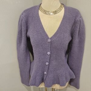 PRETTY PURPLE SHIMMER SOFT PEPLUM SWEATER